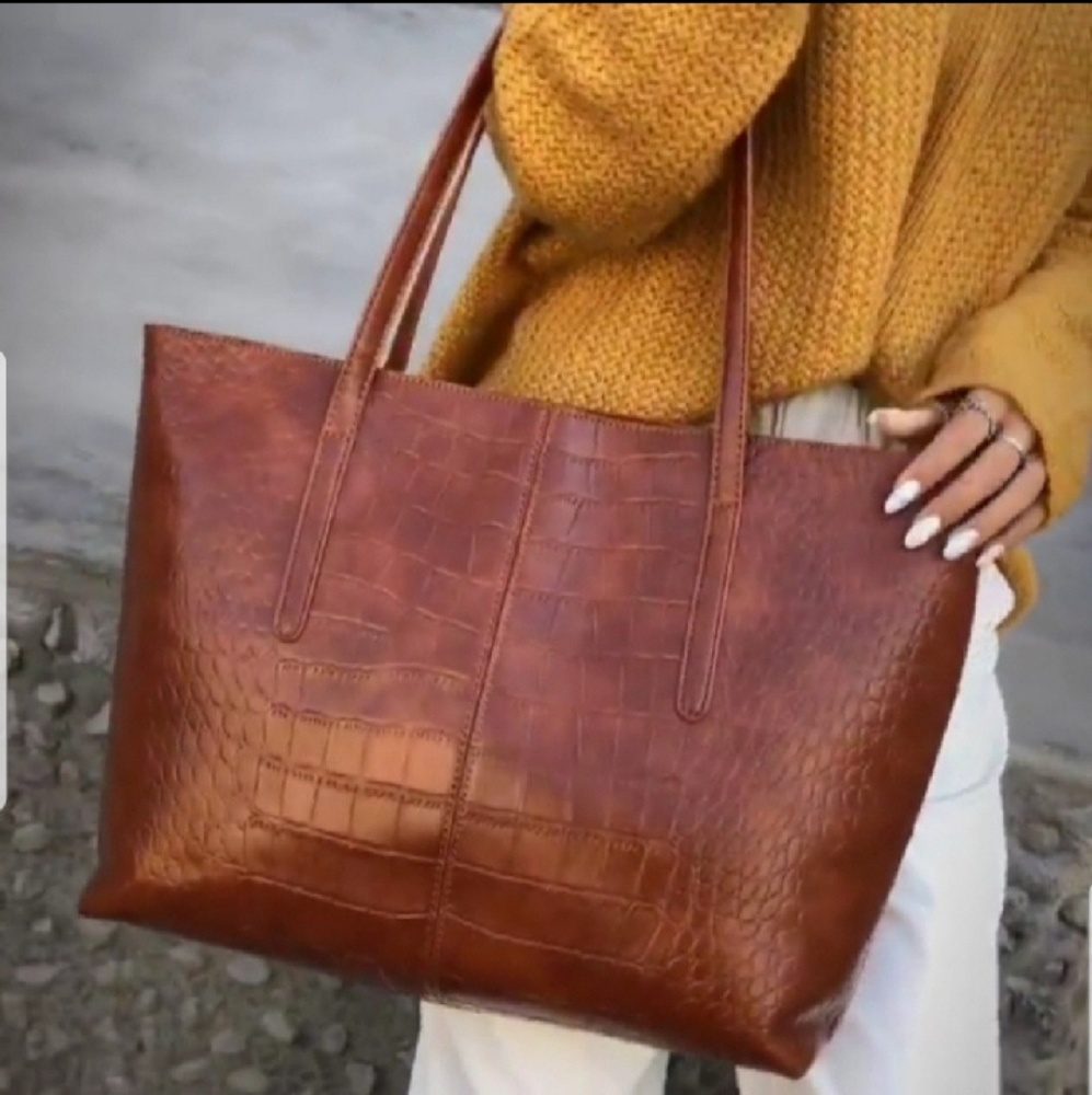 ROME Crocodile Vegan Leather Tote Shoulder Bag - Picture 7 of 8